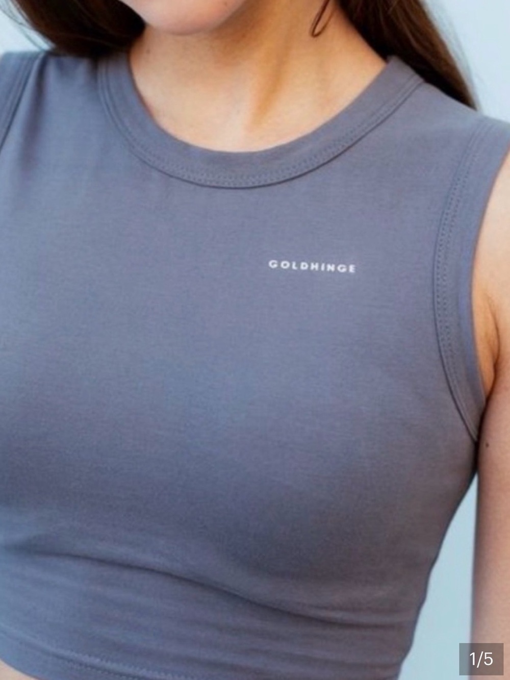 Gold Hinge Steel Blue Crop Tank Top, Medium. EUC